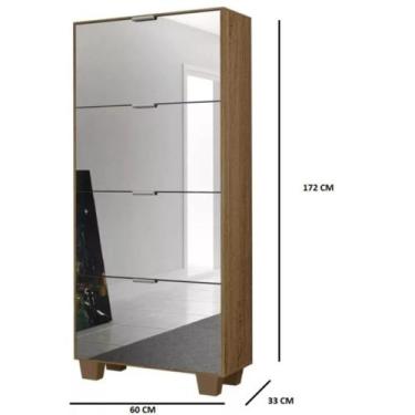 Imagem de Sapateira Londres Com Espelho 8 Prateleiras e 4 gavetas - Rede Moveis 