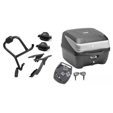 Imagem de PROTETOR CARENAGEM + PROTETOR MAO + BAGAGEIRO LANDER 2019 SCAM + BAU GIVI 33l T33NBR