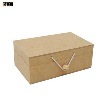 Imagem de Kit 20 Caixa Retangular Tampa Dobradiça e Elástico 14,5x9x5,5 Mdf Made