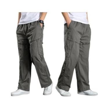 Imagem de Calça Cargo Masculina Plus Size 6XL - Algodão, Casual, Verão e Primave