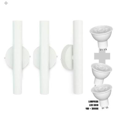 Imagem de Kit 3 Arandela de Parede Slim Palito - Branco + LED GU10  - Love Loft