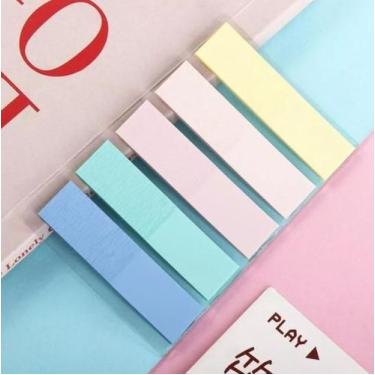 Imagem de Bloco de Notas Post It Tiras Recadinho Candy Colors Adesivo Marca Pági