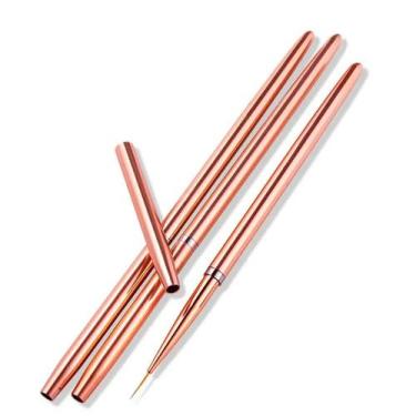 Imagem de Kit Pincéis para Decoração 3 unidades Rosé Gold - King Nails