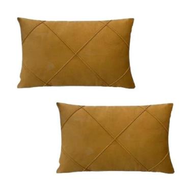 Imagem de Kit 2 Capas para Almofada Drapeada em Veludo Retangular 50x30 com Ench