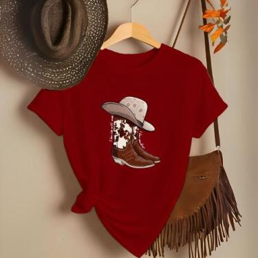 Imagem de Camiseta Feminina Country Look Country T-shirt Roça Agro Rodeio Boiade