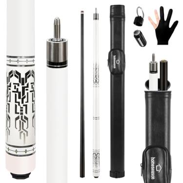 Imagem de HomeSeason Taco de sinuca de fibra de vidro 147.3 cm bastão de sinuca profissional 12,7 mm ponta de 4 camadas bastão de taco de baixa deflexão, com bolsa de couro 3 x 8/8 pinos de junta, ultra-suave,