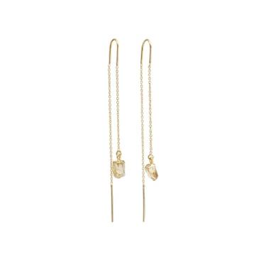 Imagem de Dazzle Appeal Brincos de corrente folheados a ouro para mulheres | Pedras de nascimento naturais presente para aniversário, casamento, aniversário, dia dos namorados, tamanho da pedra aproximadamente