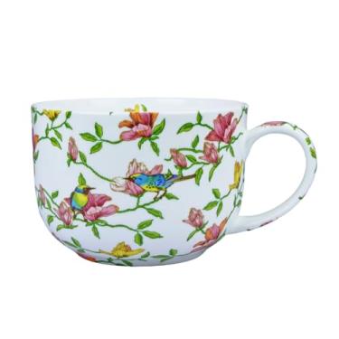 Imagem de LJIMICAORO Copos de café grandes de 680 g Canecas de sopa com alças xícara grande tradicional de osso grande canecas de café da China para sopas de cereais