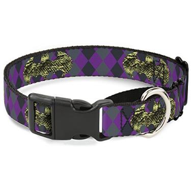 Imagem de Buckle-Down MGC-WBM073-S Coleira para cães martingale cinza/roxa, 2,5 cm de largura, serve para pescoços de 23 a 38 cm - pequeno