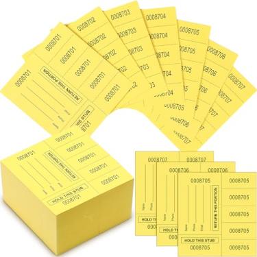 Imagem de Kosiz 300 folhas de sorteio de bilhetes para sorteio contêm este stub bilhetes de leilão chinês cesta bilhetes de sorteio para eventos silenciosos Prêmio escolar sala de aula (amarelo escuro, 5