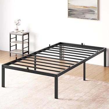 Imagem de IDEALHOUSE Estrutura de cama de solteiro de 35 cm com armazenamento, estrutura de cama de solteiro com plataforma de metal, sem necessidade de mola de caixa, suporte de ripas de aço, montagem fácil