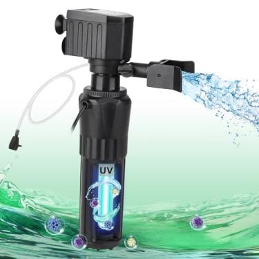Imagem de hygger Filtro de aquário U-V para tanque de 20 a 60 galões, filtro interno submersível para água verde e limpeza de algas, bomba de energia de 14 W com sistema de suprimento de ar ajustável para água