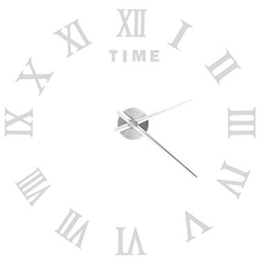 Imagem de Relógio de Parede DIY Criativo Com Algarismos Romanos - Relógio de Superfície de Espelho Acrílico - Bateria Não Incluída (Cor prateada)