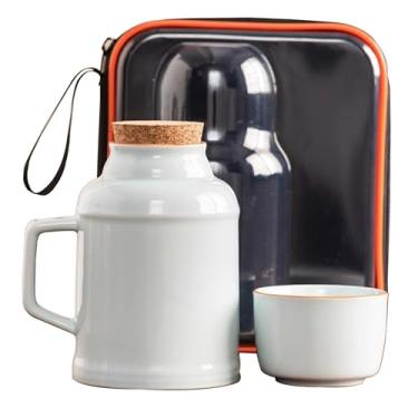 Imagem de Xícara De Chá De Cerâmica, Bule De Chá Grosso E Versátil E Copo De Caneca Com Rolha De Garrafa De Cortiça, Conjunto De Bule De Chá Pequeno Para Escritório Doméstico(White2)