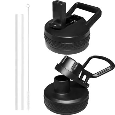 Imagem de hydroyota Tampas de canudo para Hydroflask boca larga 12 32 1,134 g, tampa de garrafa de substituição para acessórios de garrafa de água isolada preta, tampa de canudo à prova de vazamento
