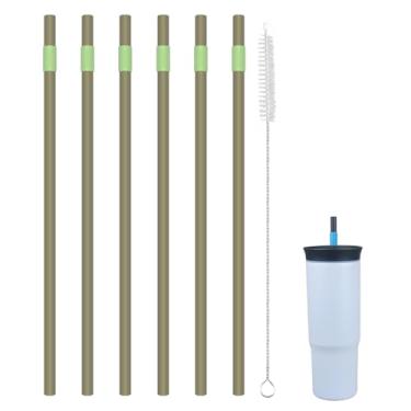 Imagem de KLOWOAH Canudos de substituição compatíveis com copo Owala de 680 g, com 1 escova, pacote com 6 (verde)