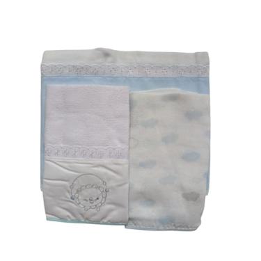 Imagem de Kit Bebê 3 Peças Toalha Pano de Boca Fralda