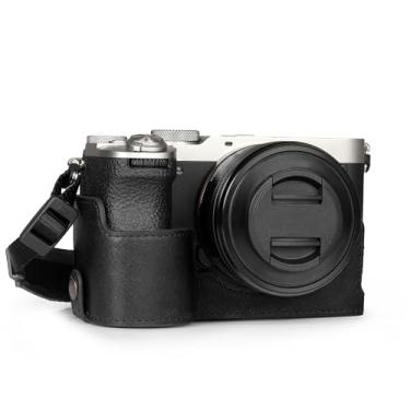Imagem de Mega Gear Capa de meia câmera de couro genuíno para Sony Alpha a7C Mark II - elegante e protetora - preta