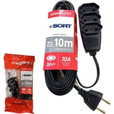 Imagem de Extensao Daneva Sort 2 Polos Paralela 0,75Mm Preta - 10M - 1657, Preto