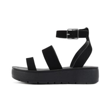 Imagem de Soda Glory ~ Sandálias femininas de bico aberto com várias alças, T-all PU preto, 34