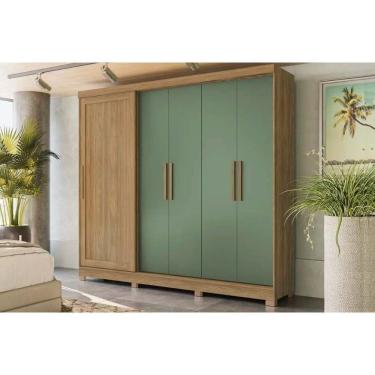 Imagem de Guarda Roupa Casal 5 Portas E 4 Gavetas C- Pés  Cb03n564 Nogueira-verde Oliva - Kappesberg