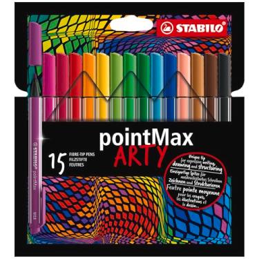 Imagem de Caneta de ponta de nylon para escrever – Carteira Stabilo PointMax com 15 cores sortidas, 488/15-1-20