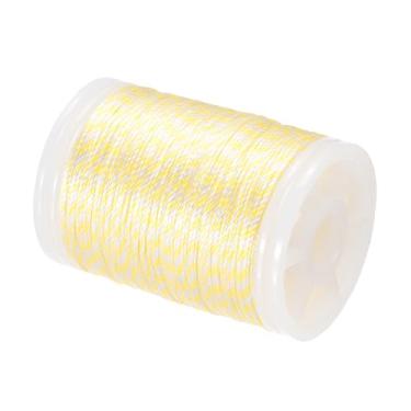 Imagem de PATIKIL Fio para servir corda arco arco arco 131 jardas/120 m, 0,02" / 0,4 mm de diâmetro fio para amarrar arco recurvo Peep Sight Nock composto, amarelo/branco