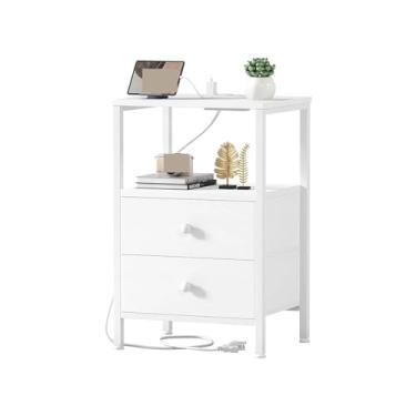 Imagem de LICONG-2020 Mesa de cabeceira com gavetas e prateleiras, mesa de canto para cabeceira de quarto