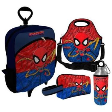Imagem de Kit Escolar Infantil Mochila de Rodinha + Lancheira Térmica + Necessaire Plus + Squeeze de Alumíni-Unissex