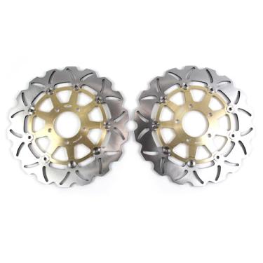 Imagem de 1 par de discos de freio dianteiros flutuantes compatíveis com Suzuki V-STROM DL650 2004-2006, DL1000 2002-2010, peças de acessórios de motocicleta douradas