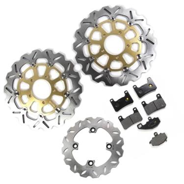 Imagem de Discos e pastilhas de disco de freio dianteiros e traseiros flutuantes compatíveis com Kawasaki Ninja ZX10R ZX-10R 2008-2010, acessórios de substituição de motocicleta dourados