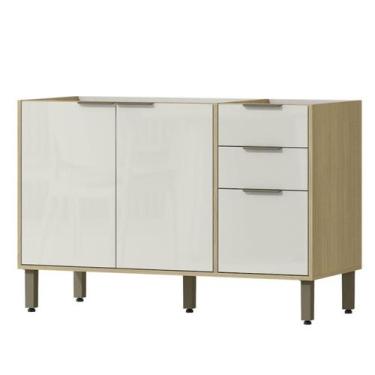 Imagem de Balcao Pia Sem Tampo 120 cm GLOR BGL02 Castanho Off White MXM - Milani