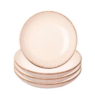 Imagem de Jogo 4 Prato Fundo para Massas Cerâmica Linear Branco 23cm Lyor