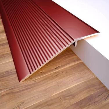 Imagem de Faixa de piso irregular da porta, faixa de piso de 10 cm de largura, madeira para azulejo, redutor de limites leve e antiderrapante, rampa de entrada para acabamento de carpete da varanda da