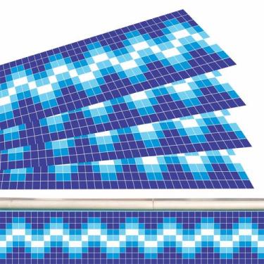 Imagem de Kit 06 Adesivos Piscina Vinílico Azulejo Mosaico ZigueZague Ondas Azul