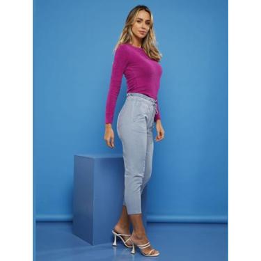 Imagem de Calça Feminina Jogging Jogger em Linho Premium Elástico na Cintura com
