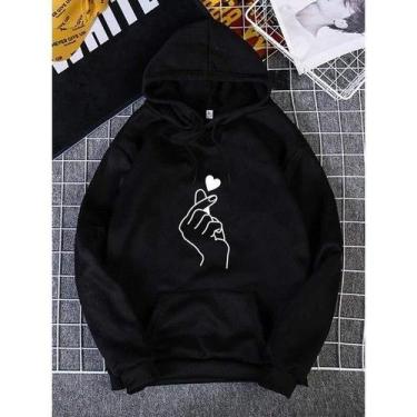 Imagem de Moletom Feminino e Masculino Blusa de Frio Canguru Unissex Mão Coreana