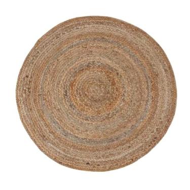Imagem de Tapete Redondo Em Juta Para Decoração 90cm Rústico Elegante Sustentável Sala Quarto Escritório Ambientes Natural Durável