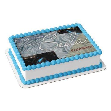 Imagem de Papel De Arroz P/ Bolo Bodas De Seda ou Onix 12 Anos De Casamento - Ge