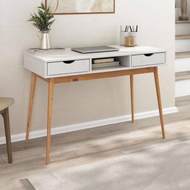 Imagem de Escrivaninha Funcional Pés Palito Nicho Organizador Branco Freijó Stefano