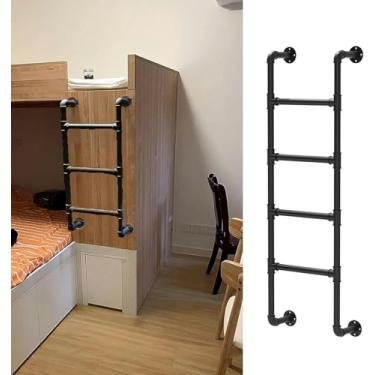 Imagem de Escada de saída de poço de janela de porão de degrau, escada de beliche de ferro forjado montada na parede, escadas de metal para escadas de escalada para apartamentos de cama alta para trailers,