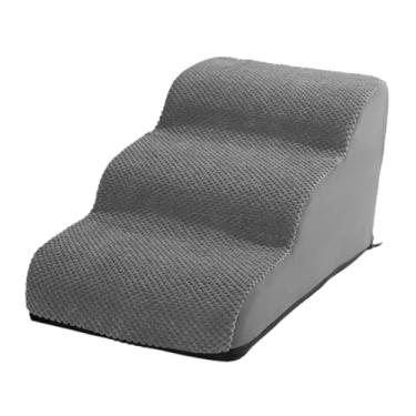 Imagem de Baoblaze Escadas de cachorro para rampa de cães para cães pequenos com tampa lavável removível, para cama alta e macia com 3 degraus de estimação para cães, Cinza
