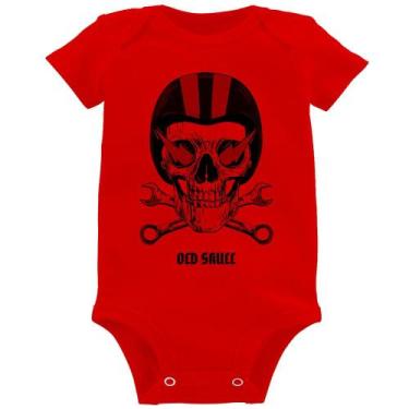 Imagem de Body Bebê Old Skull Motorcycle - Foca na Moda, Vermelho, GG
