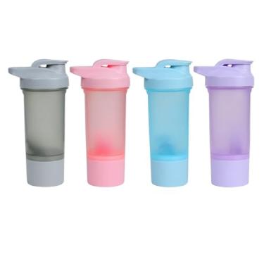 Imagem de Coqueteleira Whey Shaker Academia Compartimento Suplementos Divisórias 650ml (Cinza)