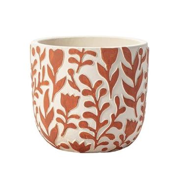 Imagem de Napco Imports Vaso de flores de ervas suculentas para ambientes internos e externos, 16,5 cm, design floral de concreto