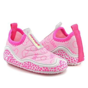 Imagem de Sapatinho Tênis Bebê Menina Menino Primeiros Passos Molinho Novope Sapatos Infantis Sola Antiderrapante Macio Molinho Não Sai do Pé (Rosa/Coração, BR, Bebê, Numérico, 18)