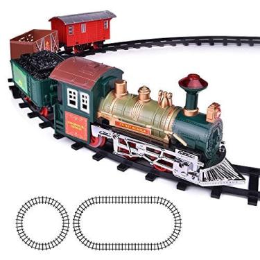 Imagem de ArtCreativity Deluxe Train Set for Kids - Brinquedo operado por bateria com 4 carros e trilhos - Plástico durável - Trem de Natal bonito para debaixo