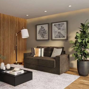 Imagem de Sofá 3 Lugares Retrátil Essen Suede Marrom 180 cm