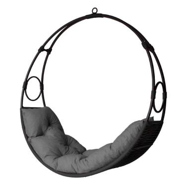 Imagem de Cadeira De Balanço Lua Suspenso Em Corda Náutica Preto/cinza