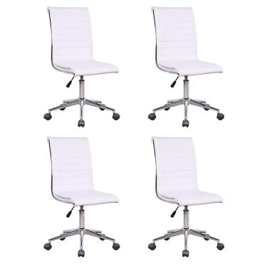 Imagem de Conjunto com 4 Cadeiras de Escritório Secretária Giratórias Marilyn Branco